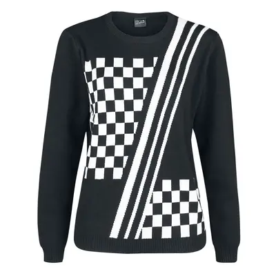 Pussy Deluxe Checkered Knit Pullover Knit jumper black white