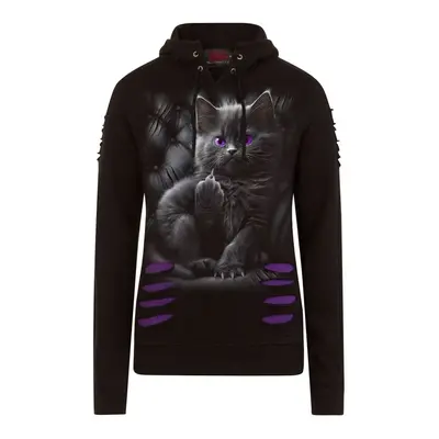 Spiral Cattitude Hooded sweater black lilac