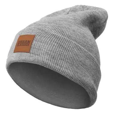 Urban Classics Leatherpatch Long Beanie Beanie mottled grey