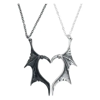 Alchemy Gothic Demon Wings Sweetheart Necklace black silver