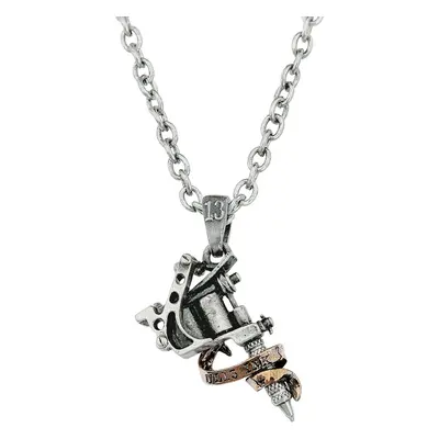 Alchemy Gothic Alchemy: Pewter Pendant: Tattoo Gun Necklace silver coloured