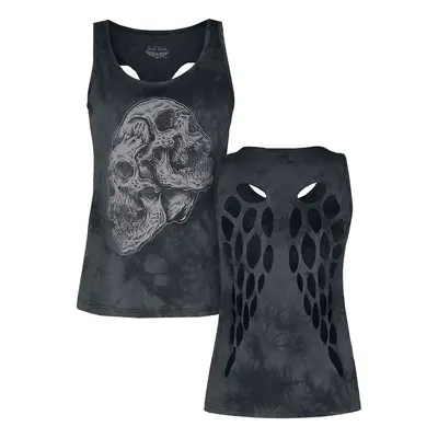 Rock Rebel by EMP Top with Front Print and Cut-Outs at the Back Top grey