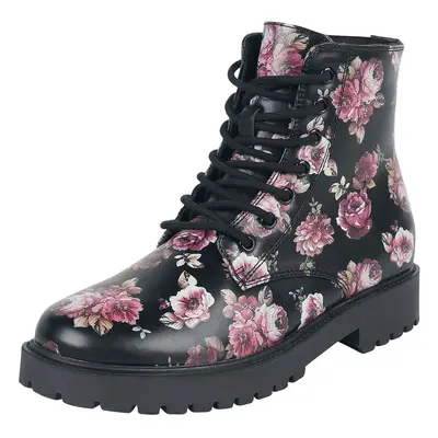 Rock Rebel by EMP Black Lace-Up Boots with Floral All-Over Print Boot black