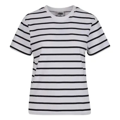 Urban Classics Ladies Striped Boxy Tee T-Shirt black white