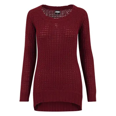 Urban Classics Ladies Long Wideneck Sweater Knit jumper burgundy