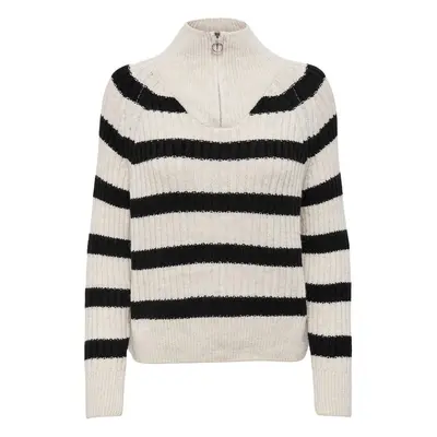 Only ONLLeise Freya LS Zip High Neck Knit jumper white black