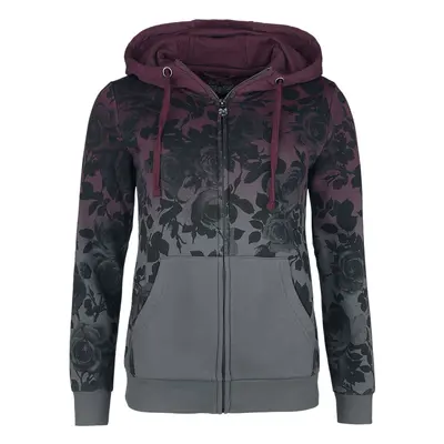 Rock Rebel by EMP Dip-dye hoodie Hooded zip bordeaux grey