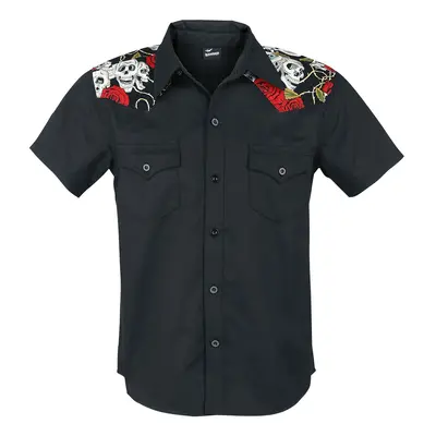 Banned Skull Rose Short-sleeved Shirt black