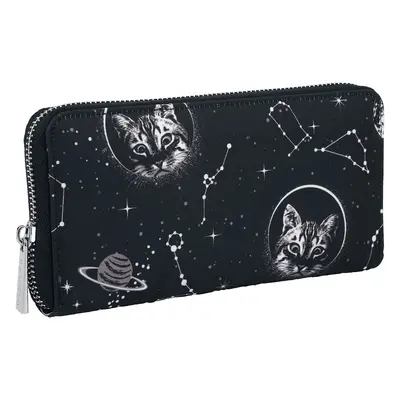 Banned Space Cat Wallet black white