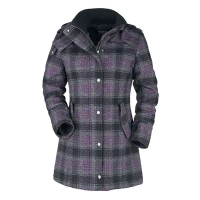 Black Premium by EMP Short coat with chequered pattern Winter Jacket black lilac