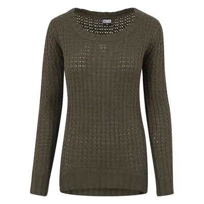 Urban Classics Ladies Long Wideneck Sweater Knit jumper olive