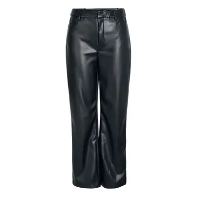 Noisy May Andy Yolanda PU high-waisted wide trousers Imitation Leather Trousers black