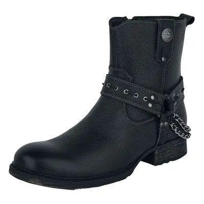 Rock Rebel by EMP Black Biker Boots with Straps and Chains Biker Boot black