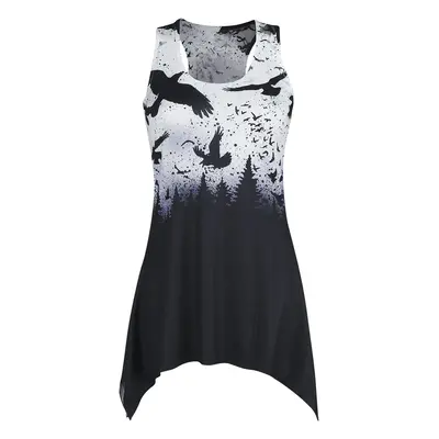 Vixxsin Crow Night Lace Panel Vest Top black white