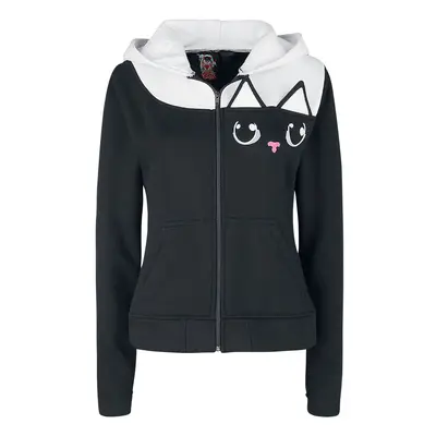 Cupcake Cult Kitty Hood Hooded zip black white