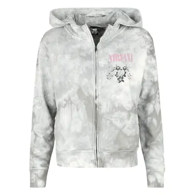 Nirvana Flowers Hooded zip white grey