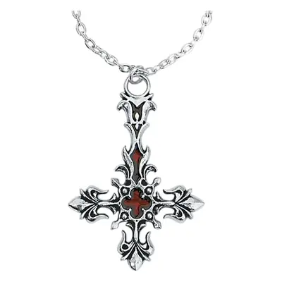 Alchemy Gothic St. Lucifer's - Red Blood Cross Necklace silver coloured