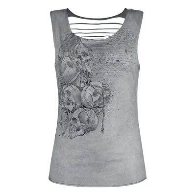 Black Premium by EMP Grey Top with Cut-Outs and Print Top grey