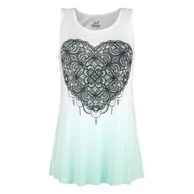 Full Volume by EMP White Top with Colour-Gradient and Print Top white turquoise