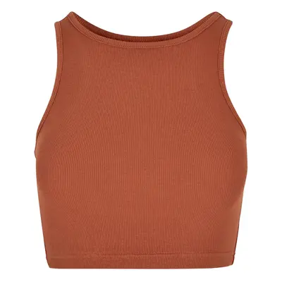 Urban Classics Ladies Cropped Rib Top Top brown