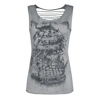 Black Premium by EMP Grey Top with Cut-Outs and Print Top grey