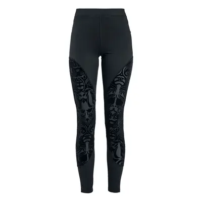 Gothicana by EMP Leggings with semi-transparent inserts and flock print Leggings black