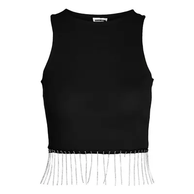 Noisy May NMMaya S/L Simili fringe top Top black