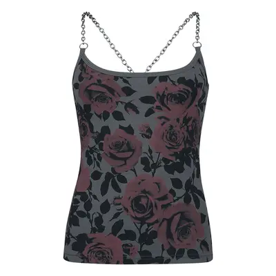 Rock Rebel by EMP Top with chain straps and rose print Top grey