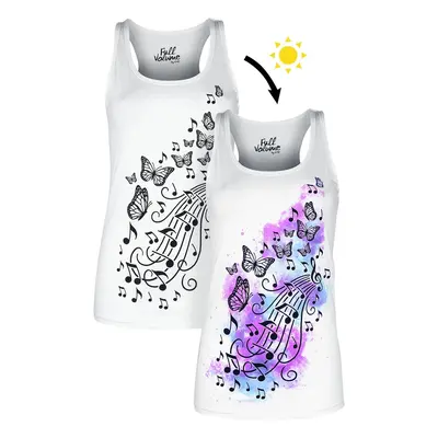 Full Volume by EMP Tank top with butterflies and musical notes Top white