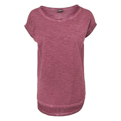 Urban Classics Ladies Long Back Shaped Spray Dye Tee T-Shirt burgundy