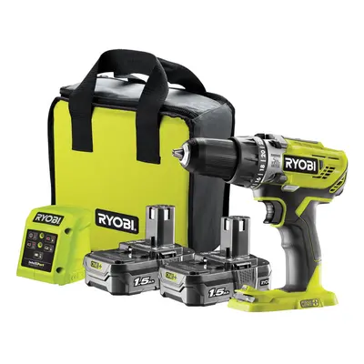 Ryobi Cordless Combi Drill R18PD3-215SK ONE+ 18V batteries 1.5Ah Li-ion