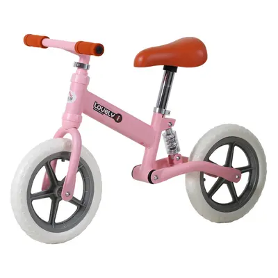 HOMCOM Kid Balance Bike ChildrenBicycle Adjustable Seat Years No Pedal Pink