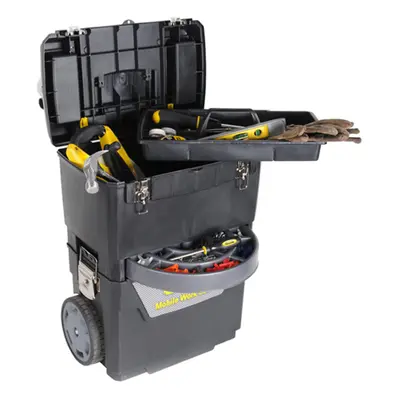 Stanley Mobile Work Centre Compartment Black With Wheels 38.7L Capacity Tool Box