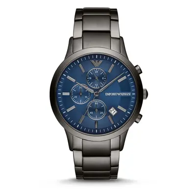 NEW ARMANI MENS CHRONOGRAPH WATCH AR11215 BLUE DIAL GUNMETAL STRAP, COA