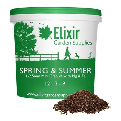 Elixir Gardens | Spring & Summer Lawn Food Fertiliser + Iron & Magnesium | Covers 357sqm | 10kg 