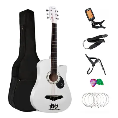 38" Full Size String Acoustic Guitar White