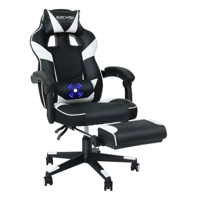 Massage Gaming Chair Swivel Computer Desk Seat Office Recliner White