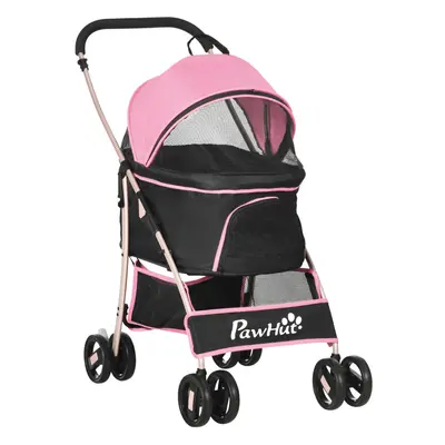 PawHut In Pet Stroller, Detachable Dog Cat Travel Carriage - Pink