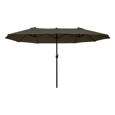 Outsunny Sun Umbrella Canopy Double-sided Crank Sun Shade Shelter 4.6M Grey