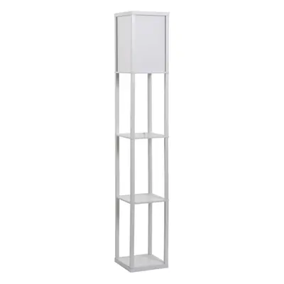 HOMCOM Floor Lamp Reading Lamp with 3-Tier Storage Shelf for Home Office White