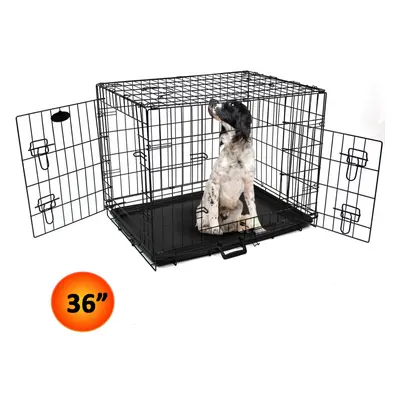 Easipet inch dog metal cage in black with two opening doors