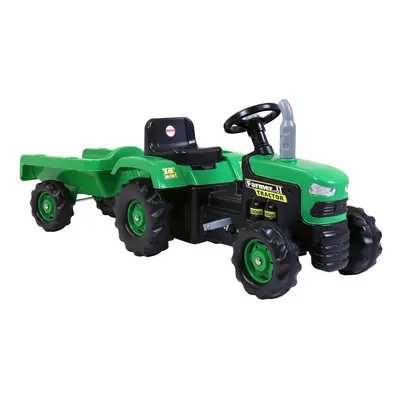 Dolu Children's Ride On Tractor with Trailer Green