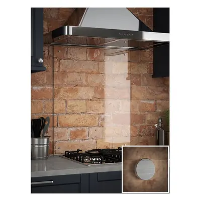 Clear Glass Kitchen Splashback with Brushed Caps x 750mm