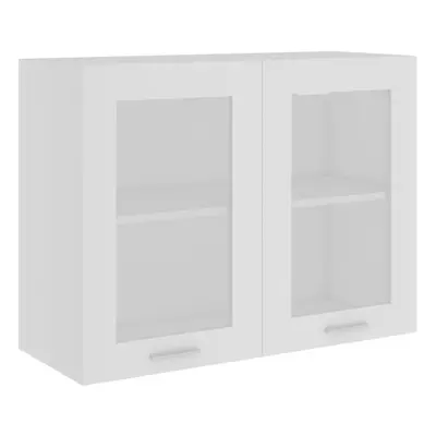 vidaXL Hanging Glass Cabinet White Engineered Wood Furniture Storage Shelf