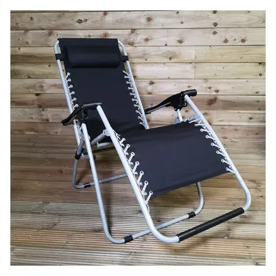 Multi Position Garden Gravity Relaxer Chair / Sun Lounger in Black and Silver