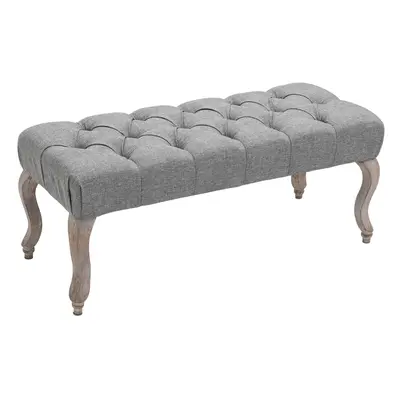 HOMCOM Tufted Upholstered Accent Bench Window Seat Fabric Ottoman Bed End Stool