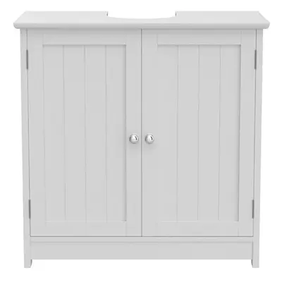 White Under Sink Basin Cabinet Cupboard Bathroom Storage Unit Two Tier Home Bath