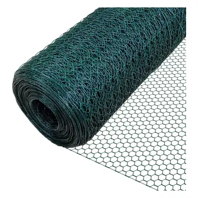 VOUNOT Chicken Wire Mesh, Metal Animal Fence, 25mm Holes, 1m x 25m, PVC Coated Green