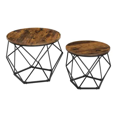 VASAGLE Coffee Tables, Set of Side Tables, Robust Steel Frame, for Living Room, Bedroom, Rustic 