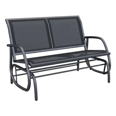 Outsunny 2-Person Patio Glider Bench Gliding Chair Loveseat w/ Armrest Black